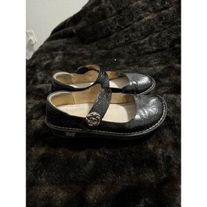 Alegria Paloma Mary Jane Shoes Black Embossed Leather Womens EU 40 US 9.5 10